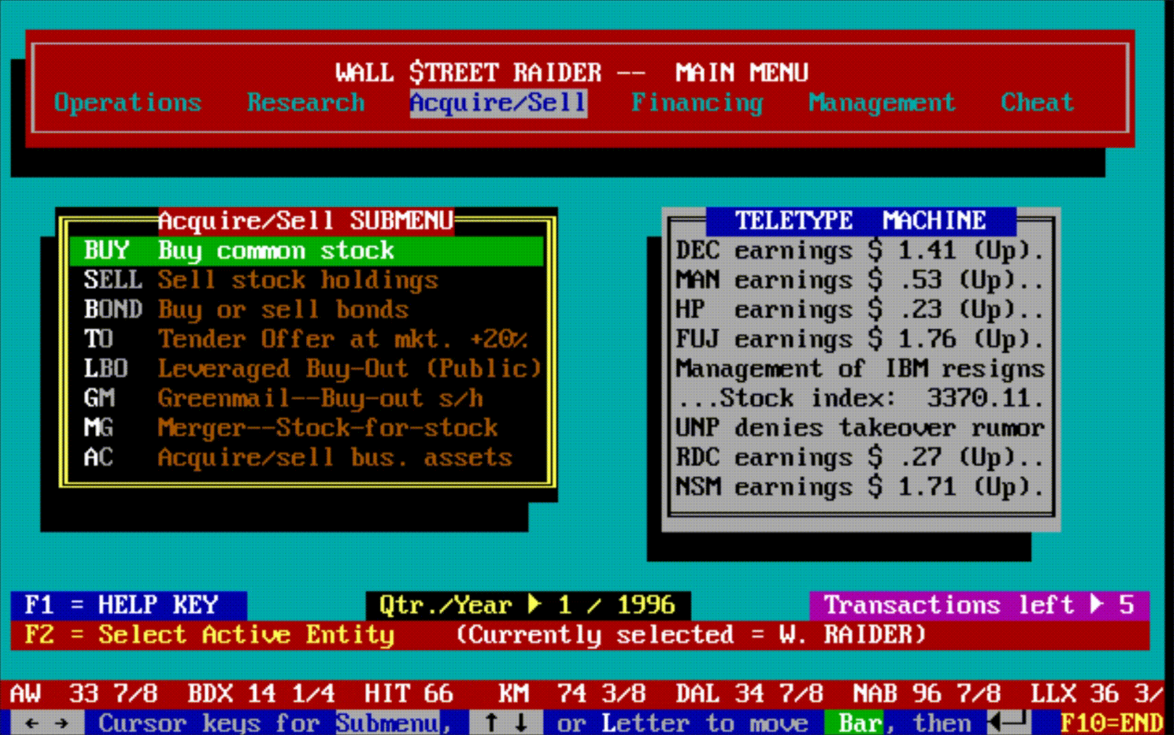 Wall Street Raider DOS version